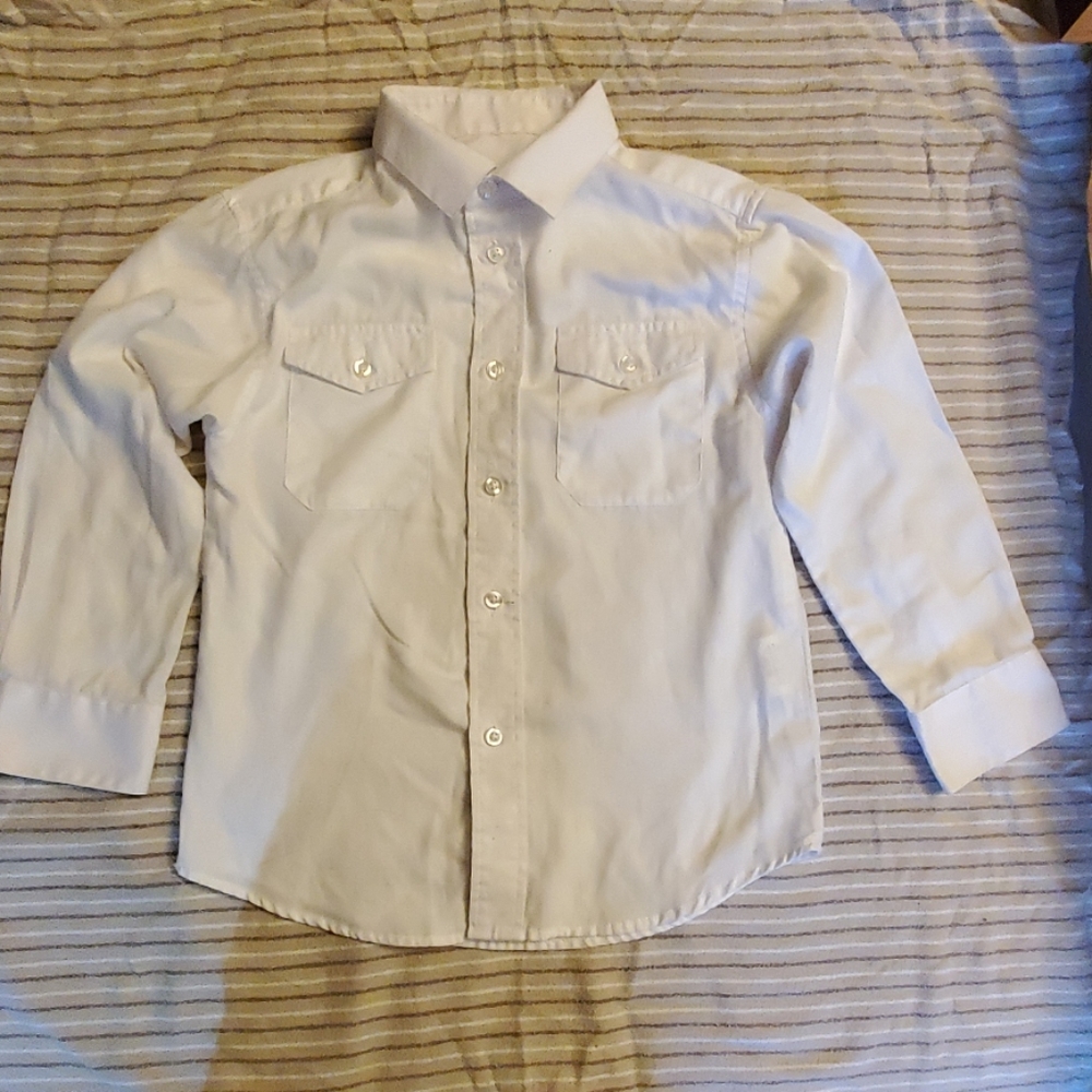 Boys Button Down Shirt, All White!